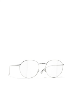 Pre-owned Chanel Ch2209 Oval-frame Metal Optical Glasses In Silver