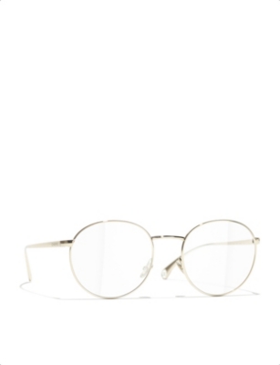 Pre-owned Chanel Ch2209 Oval-frame Metal Glasses In Gold