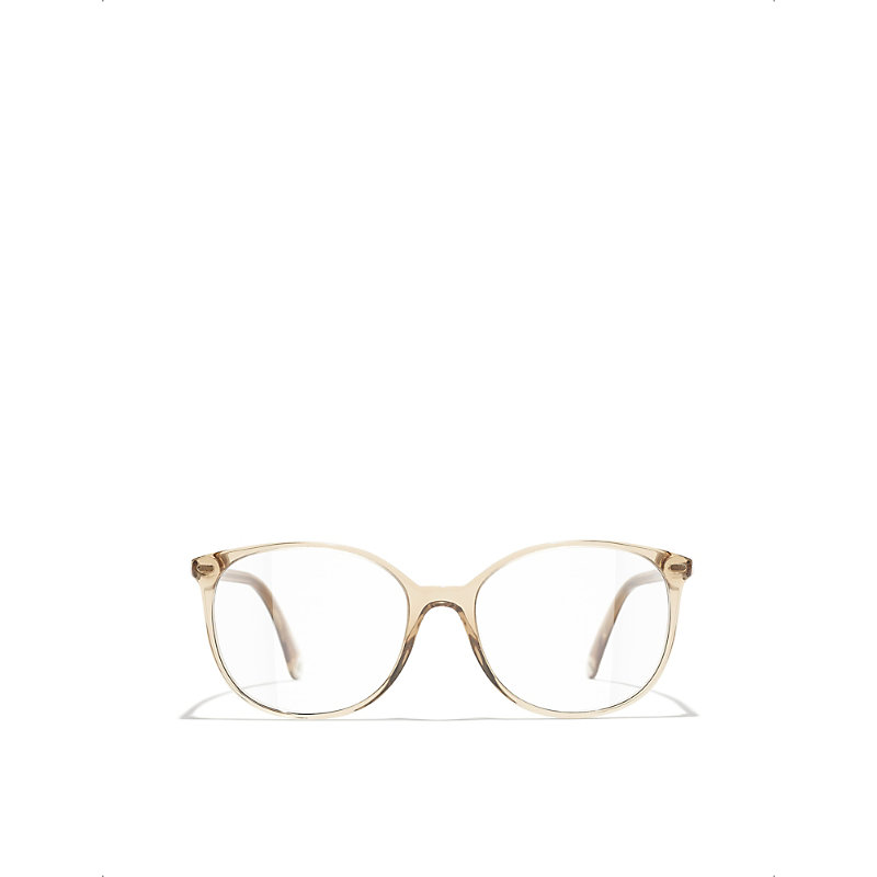Pre-owned Chanel Womens Yellow Ch3432 Trouseros Acetate Square-frame Glasses