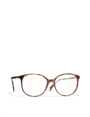 Pre-owned Chanel Womens Brown Ch3432 Pantos-frame Acetate Optical Glasses