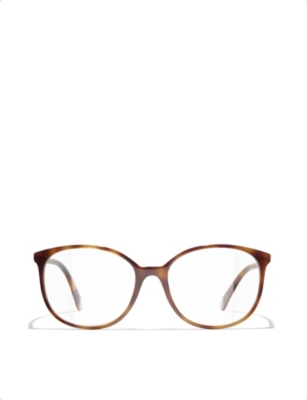 Pre-owned Chanel Womens Brown Ch3432 Pantos-frame Acetate Optical Glasses