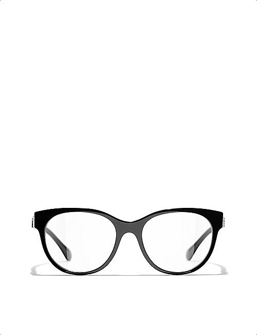 CHANEL CH3431B Butterfly acetate square-frame glasses