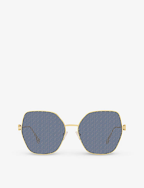 FENDI: FE40033U Baguette square-frame metal sunglasses