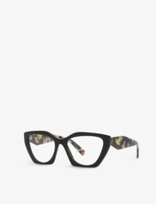 Shop Prada Women's Black Pr 09yv Acetate Cat-eye Glasses