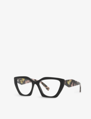 Prada Pr 09yv Acetate Cat-eye Glasses In Black
