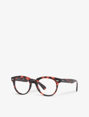 Ray Ban Havana Speckled-motif Round Frame Acetate Optical Glasses In Brown