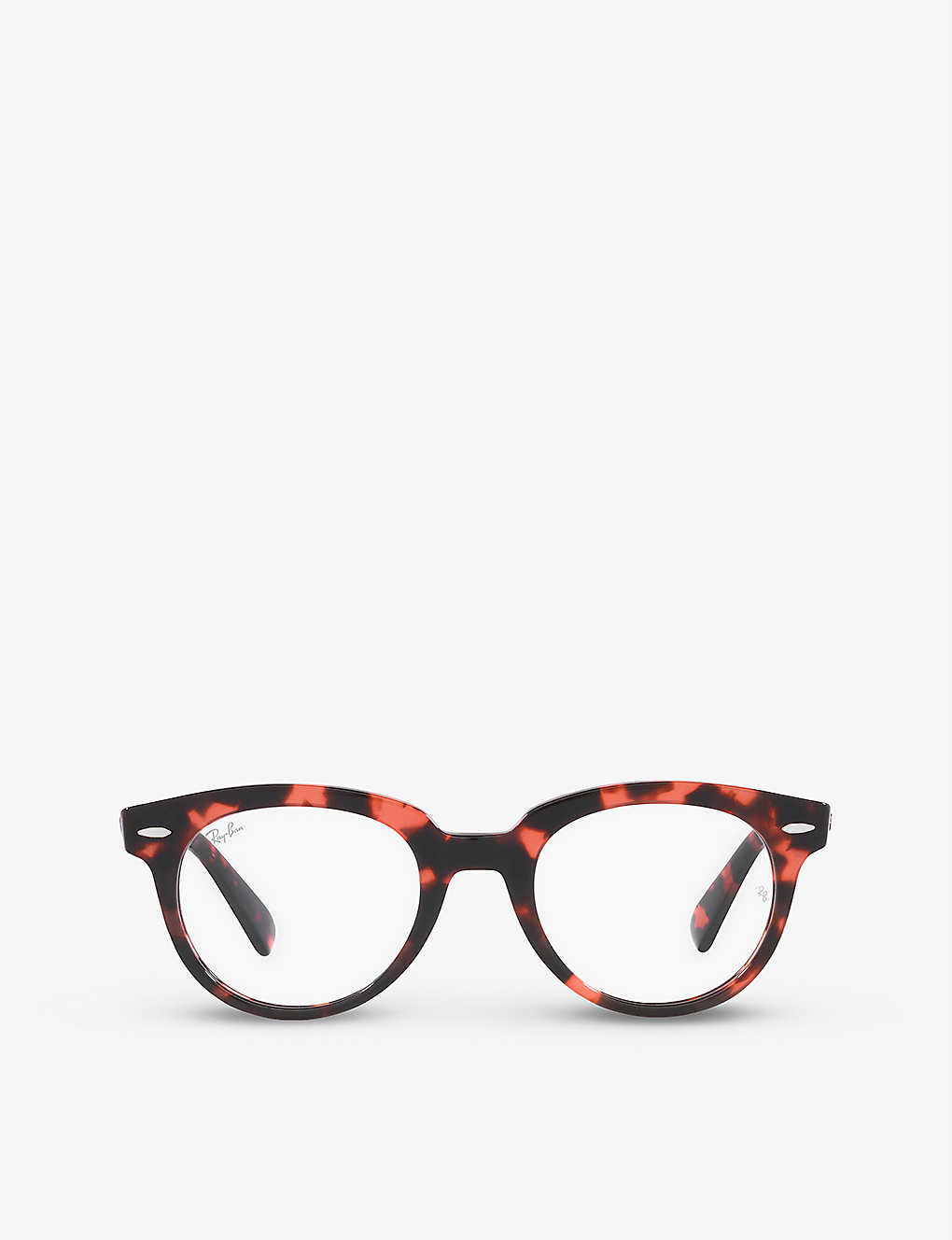 Ray Ban Havana Speckled-motif Round Frame Acetate Optical Glasses In Brown