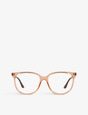 Ray Ban Rx4378v Round-frame Acetate Optical Glasses In Brown