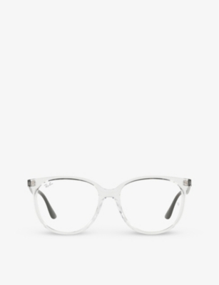 Ray Ban Rx4378v Round-frame Acetate Glasses In Clear