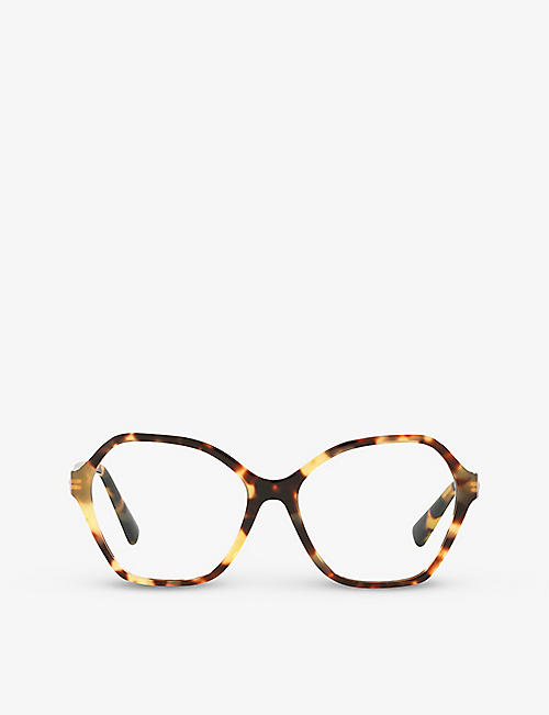 VALENTINO GARAVANI: Speckled-motif round-frame acetate optical glasses