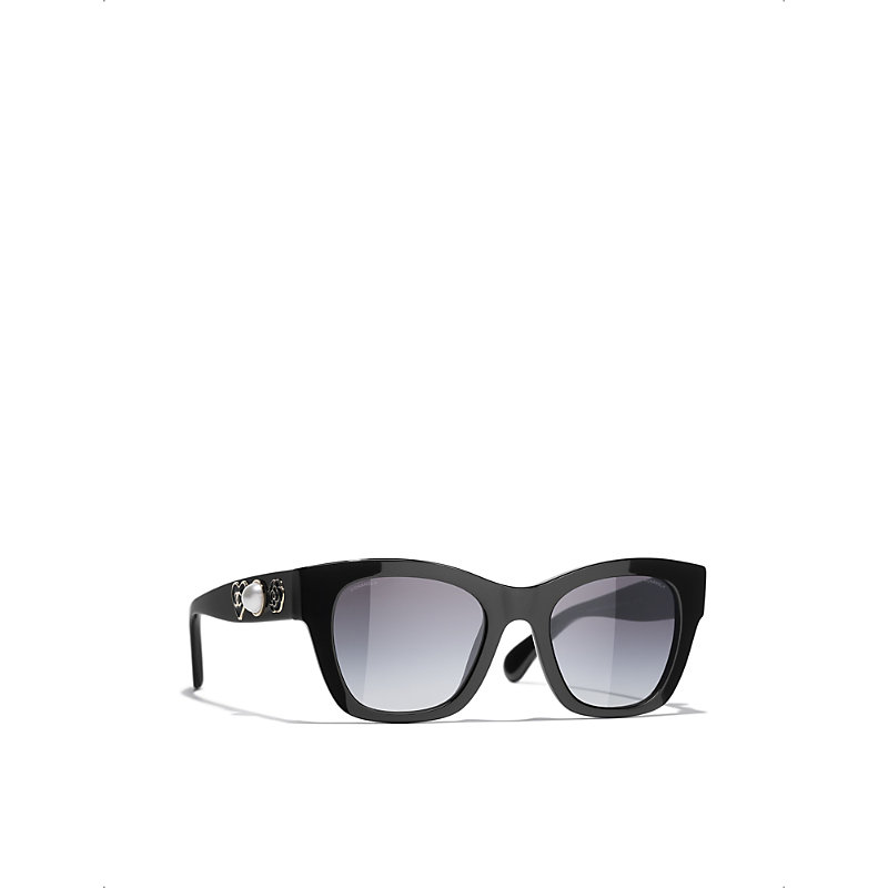 Pre-owned Chanel Womens Black Ch5478 Square-frame Acetate Sunglasses