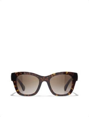 Pre-owned Chanel Womens Brown Ch5478 Square-frame Tortoiseshell