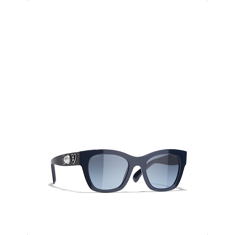 Pre-owned Chanel Womens Blue Ch5478 Square-frame Acetate