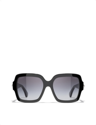 Chanel sunglasses with black textured square frame and black transparent  lenses