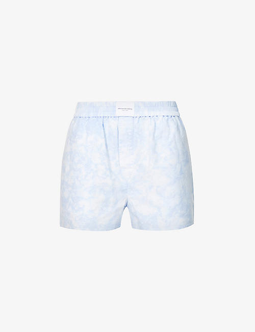 ALEXANDER WANG: Logo-waistband relaxed-fit cotton shorts