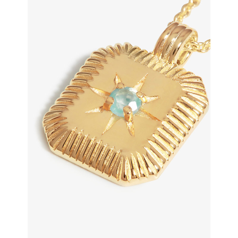 Shop Missoma March Birthstone 18ct Yellow Gold-plated Vermeil Sterling-silver And Aqua Chalcedony Pendant Necklac