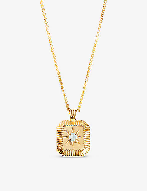 MISSOMA: March Birthstone 18ct yellow gold-plated vermeil sterling-silver and aqua chalcedony pendant necklace
