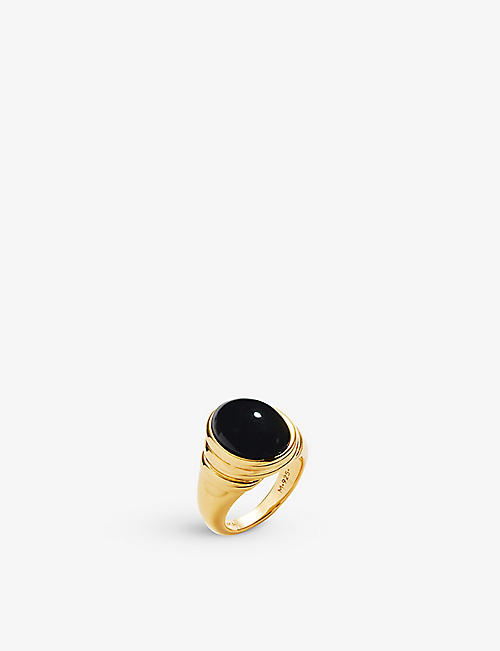 MISSOMA: Savi x Missoma Ridge 18ct yellow-gold plated vermeil sterling-silver and onyx ring