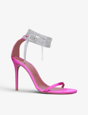 AMINA MUADDI Giorgia crystal-embellished satin heeled sandals