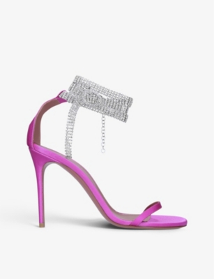 AMINA MUADDI Giorgia crystal-embellished satin heeled sandals