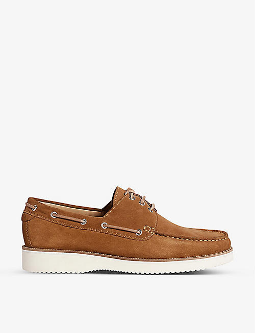 TED BAKER: Leather-trimmed suede boat shoes