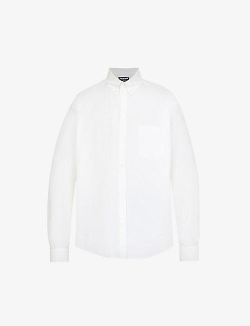 BALENCIAGA: Logo-embroidered relaxed-fit cotton-poplin shirt