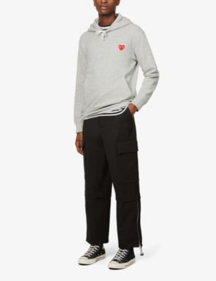 Comme Des Garçons Play Heart Patch Unisex Hoodie In Grey