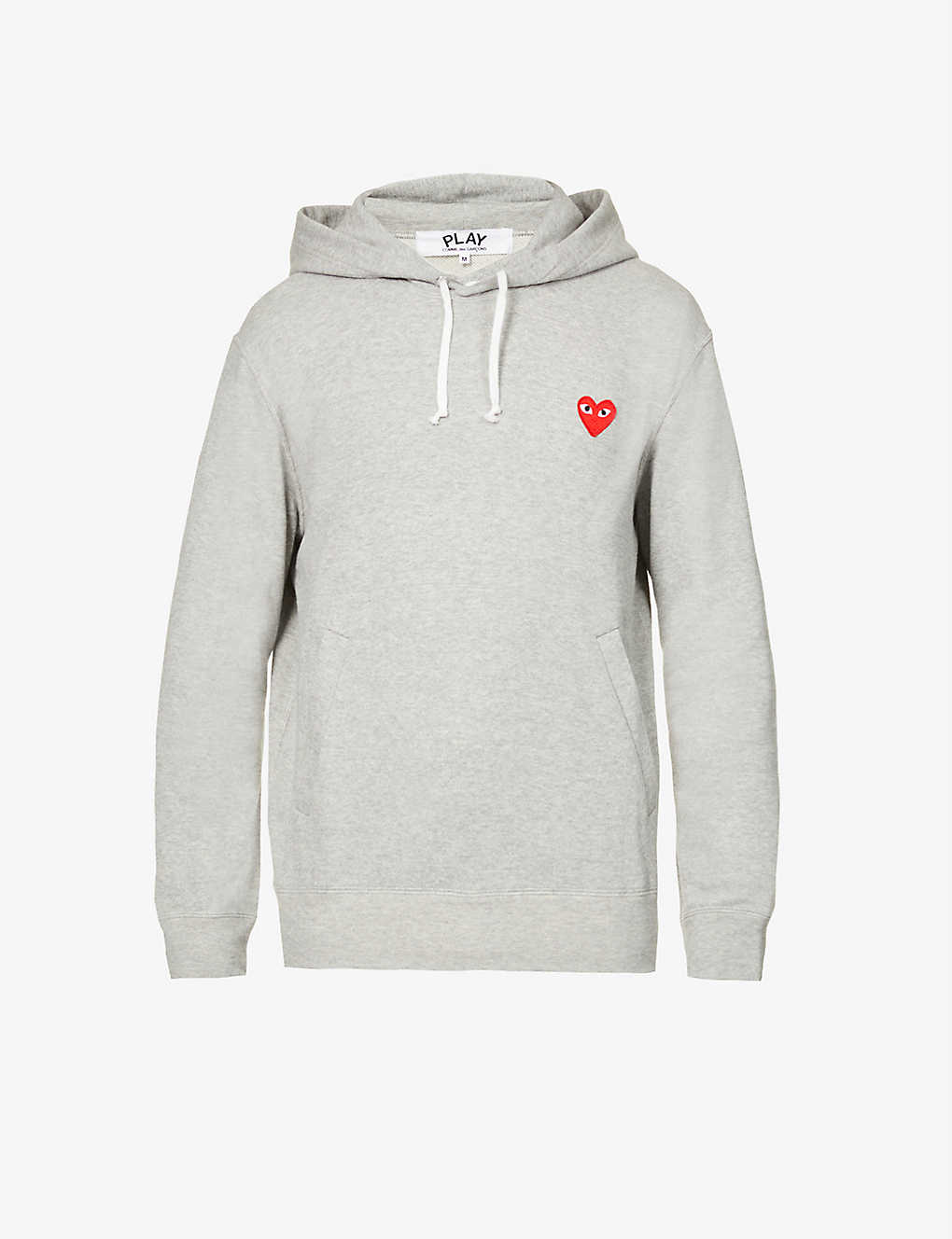 Shop Comme Des Garçons Play Logo-embroidered Regular-fit Cotton-jersey Hoody In Grey