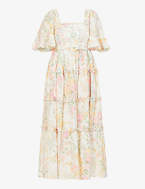 NEEDLE AND THREAD: Sunrise floral-printed organic-cotton maxi dress