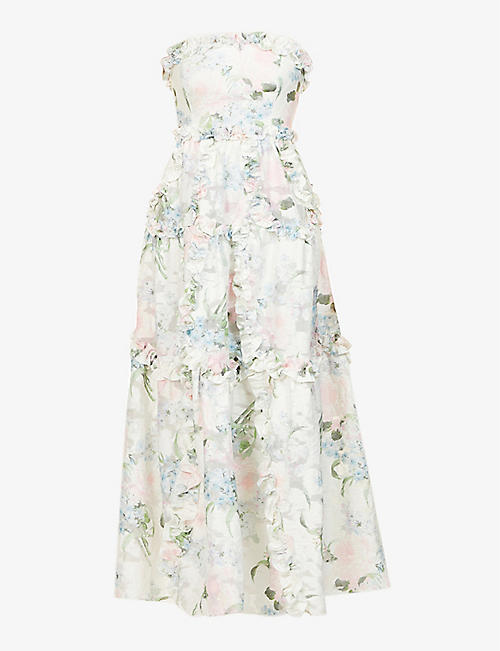 NEEDLE AND THREAD: Posy ruffle-trimmed cotton-blend maxi dress