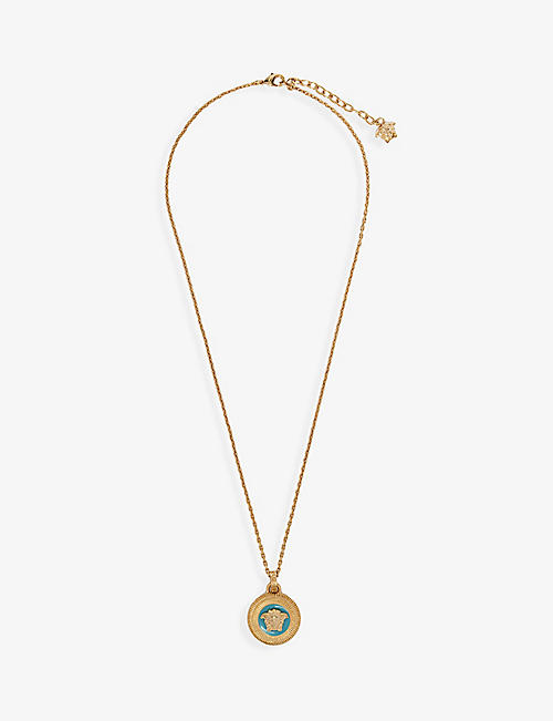 VERSACE: Medusa brass pendant necklace