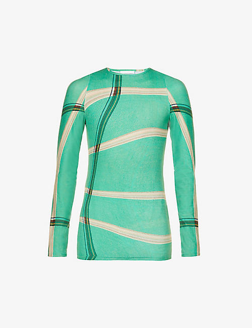 BIANCA SAUNDERS: Striped slim-fit stretch-woven top