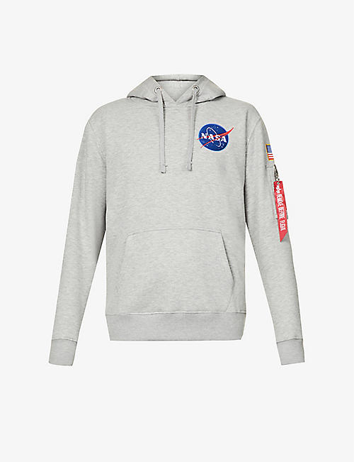 ALPHA INDUSTRIES: NASA graphic-embroidered cotton-jersey hoody