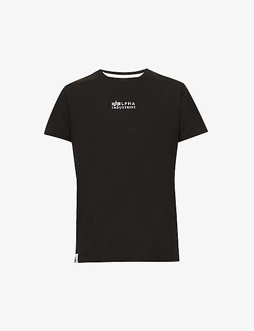 ALPHA INDUSTRIES: Emb logo-print organic-cotton T-shirt