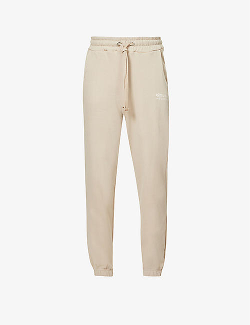 ALPHA INDUSTRIES: Emb logo-embroidered organic-cotton jogging bottoms