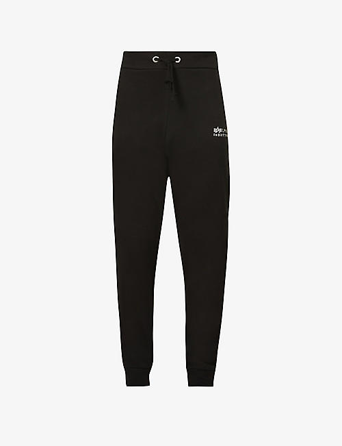 ALPHA INDUSTRIES: Emb relaxed-fit organic-cotton jogging bottoms