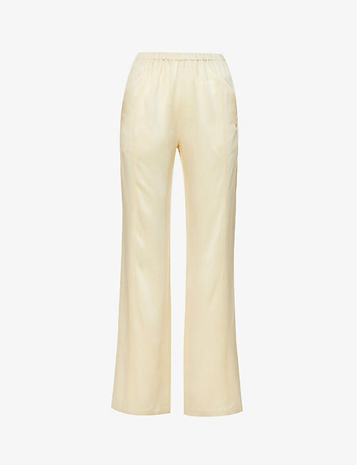 ATLEIN: Logo-embroidered wide-leg crepe trousers
