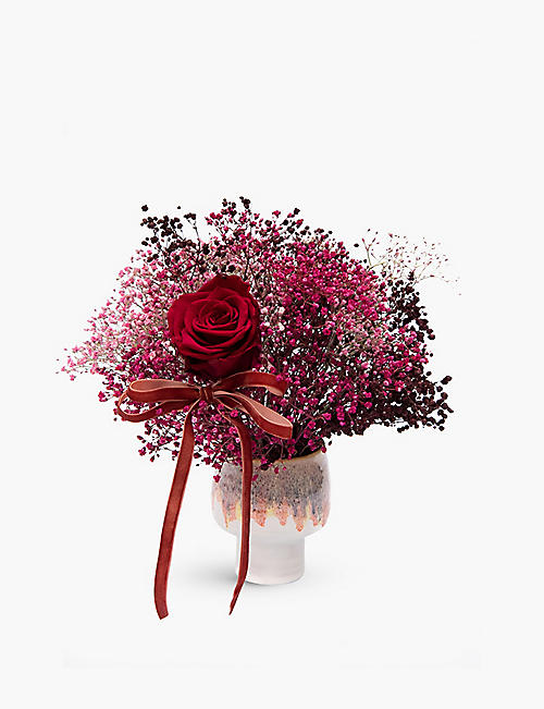 YOUR LONDON FLORIST: Cherry Lover dried flowers and roses with ceramic pot