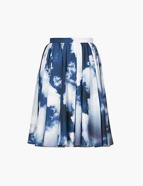 ALEXANDER MCQUEEN: Graphic-print mid-waist cotton midi skirt