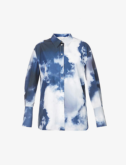 ALEXANDER MCQUEEN: Cloud-graphic loose-fit cotton-poplin shirt