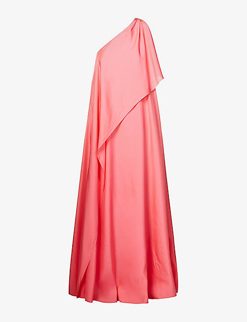 ALEXANDER MCQUEEN: One-shoulder layered silk-crepe maxi dress