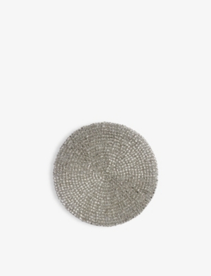 THE WHITE COMPANY: Round metallic beaded coasters set of four