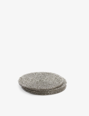 THE WHITE COMPANY: Round metallic beaded coasters set of four