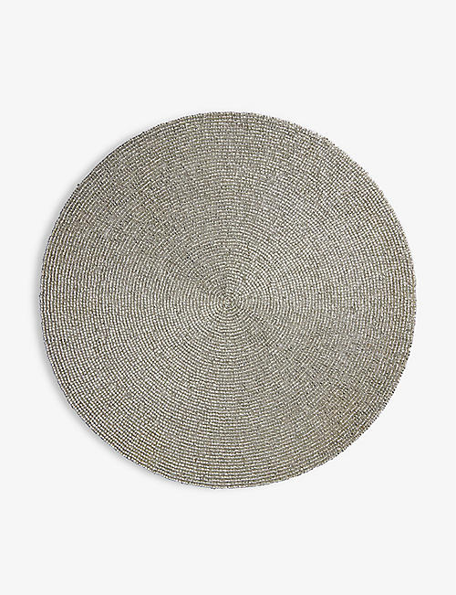 THE WHITE COMPANY: Round metallic beaded placemats set of two