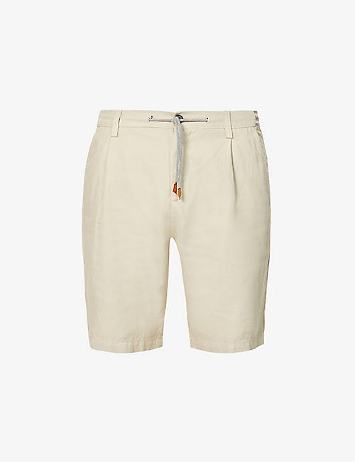ELEVENTY: Drawstring-waist regular-fit cotton and linen-blend shorts