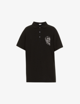 Skull-embroidered relaxed-fit cotton-piqué polo shirt | The Hoxton Trend