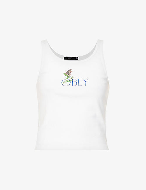OBEY: Growth logo cotton-jersey tank top