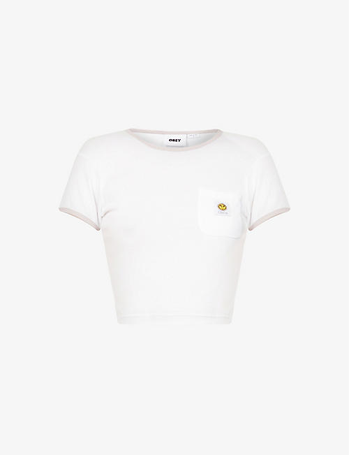 OBEY: Andover cropped cotton-blend jersey T-shirt