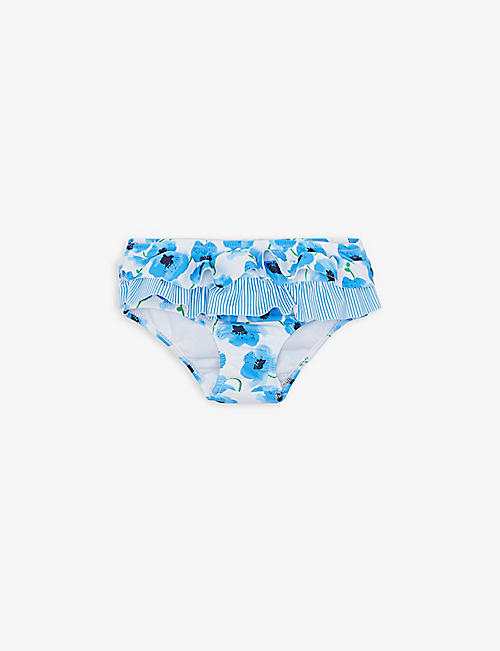 SUNUVA: Poppy-print ruffled bikini bottoms 2-4 years