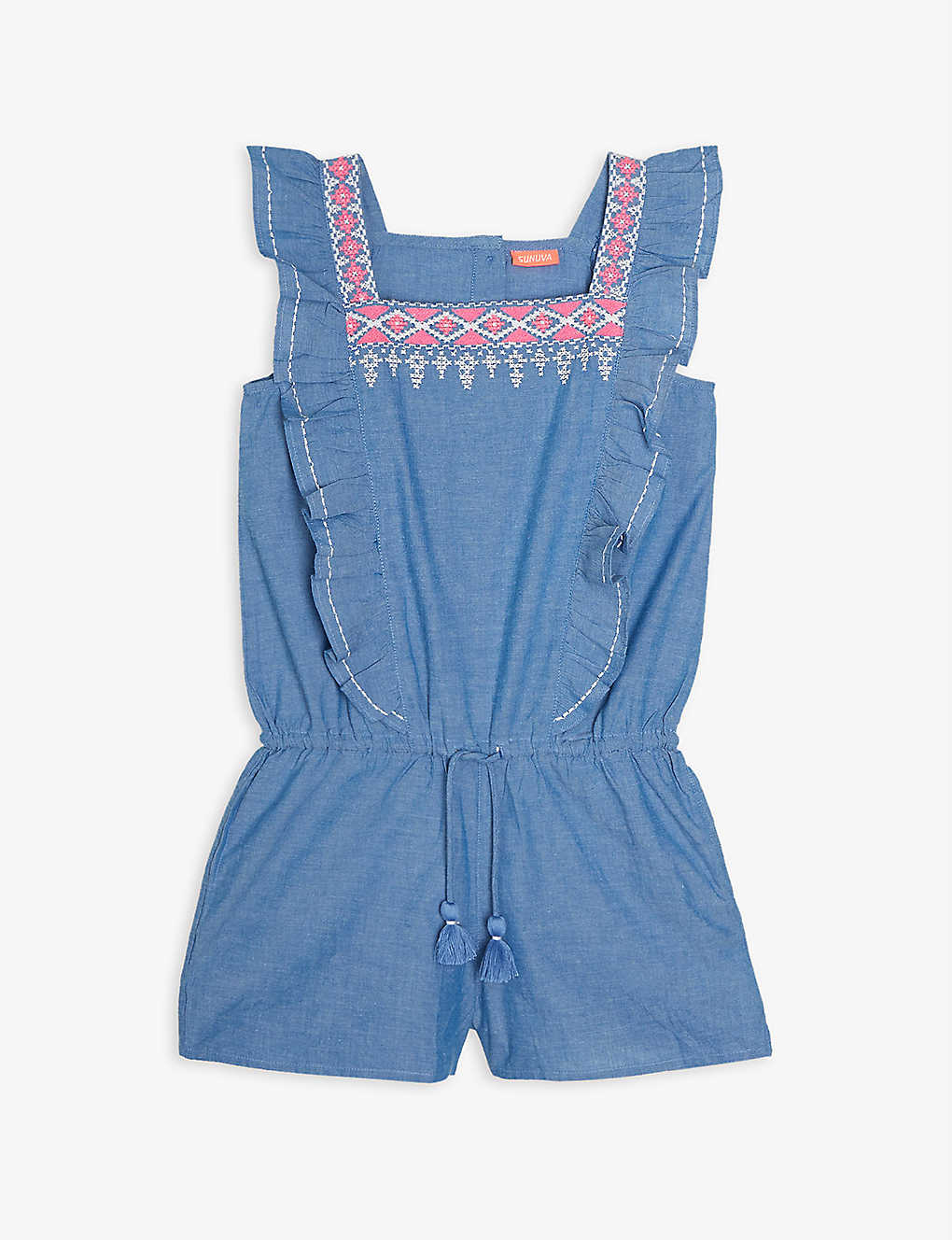 Chambray frilled cotton playsuit 3-14 years Selfridges & Co Girls Clothing Playsuits 
